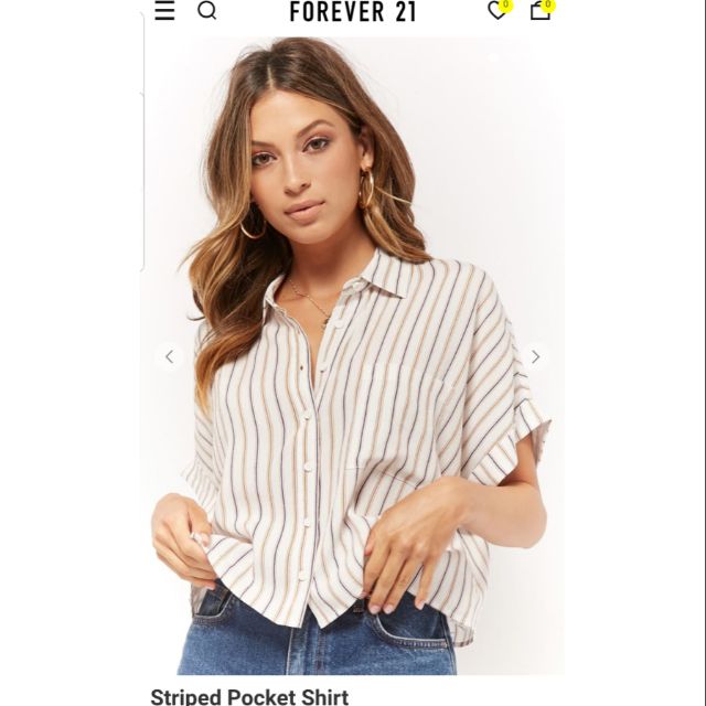 Forever21 Strip Pocket Shirt