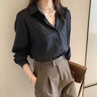 💙Fairy Style💙พร้อมส่ง เสื้อเชิ้ตแขนยาว เสื้อเชิ้ตทำงาน คอปก ทรงสวย สีสันสวยงาม สไตล์เกาหลี#3331