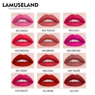LAMUSELAND ลิขวิดลิปสติก เนื้อแมตต์ กันน้ำ ติดทนนาน 12 สี L18L11