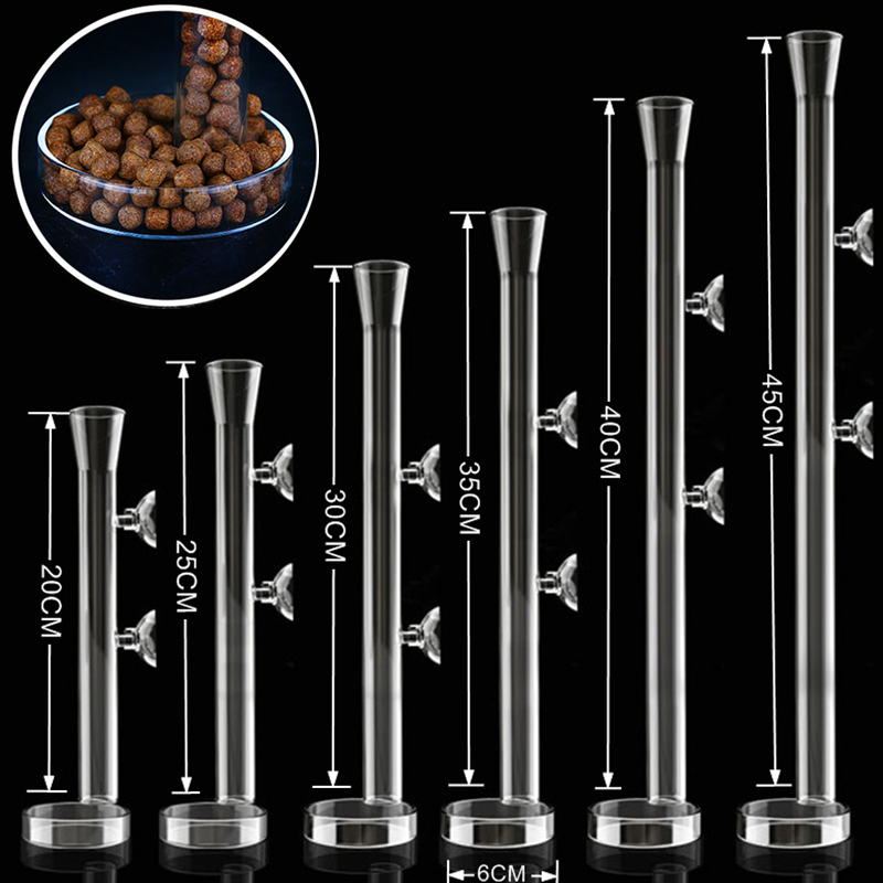 Glass Aquarium Feeder Tube Dish Crystal Shrimp Fish Snail Feeding Food Transparent Bowl Fish Tank Ta