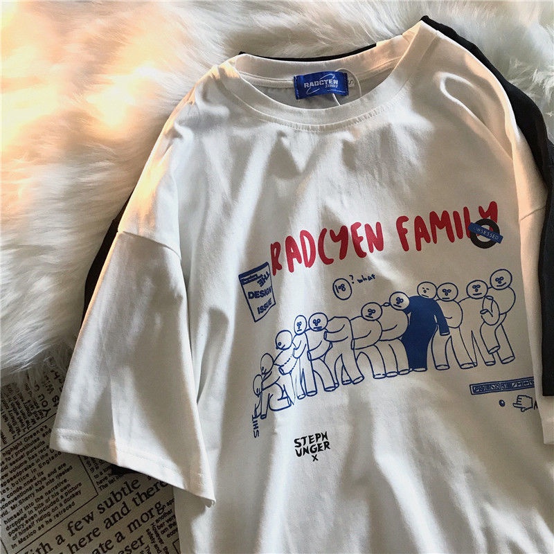 ผ้าฝ้าย 100% ขนาดใหญ่เรียบง่ายและอเนกประสงค์แขนสั้นผู้หญิง เสื้อยืด ฤดูร้อนเกาหลี ขนาดใหญ่เกินไป สูงสุด