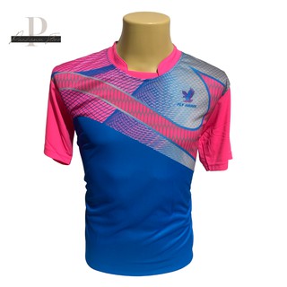 เสื้อกีฬาชาย เสื้อออกกำลังกาย เสื้อฟุตบอลชาย เสื้อกีฬาคอจีน แขนสั้น ราคาถูก สีชมพูฟ้า ยี่ห้อFLY HAWK