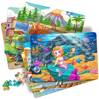 (พร้อมส่ง) จิ๊กซอว์ เด็ก 60ชิ้น Jigsaw งานไม้ ลายการ์ตูน เสริมทักษะและพัฒนาการเด็ก  จิ๊กซอว์ไม้ ของเล่นเด็ก