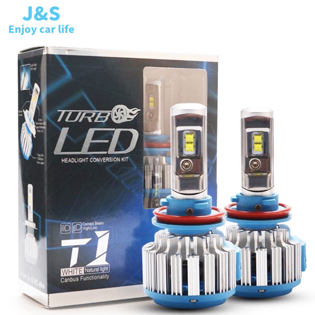 2x T1 Turbo LED 70W 7200LM 6000K ไฟหน้ารถ H1 H3 H4 H7 H8/H9/H11 9005/HB3 9006/HB4 9012/HIR2 หลอดไฟ