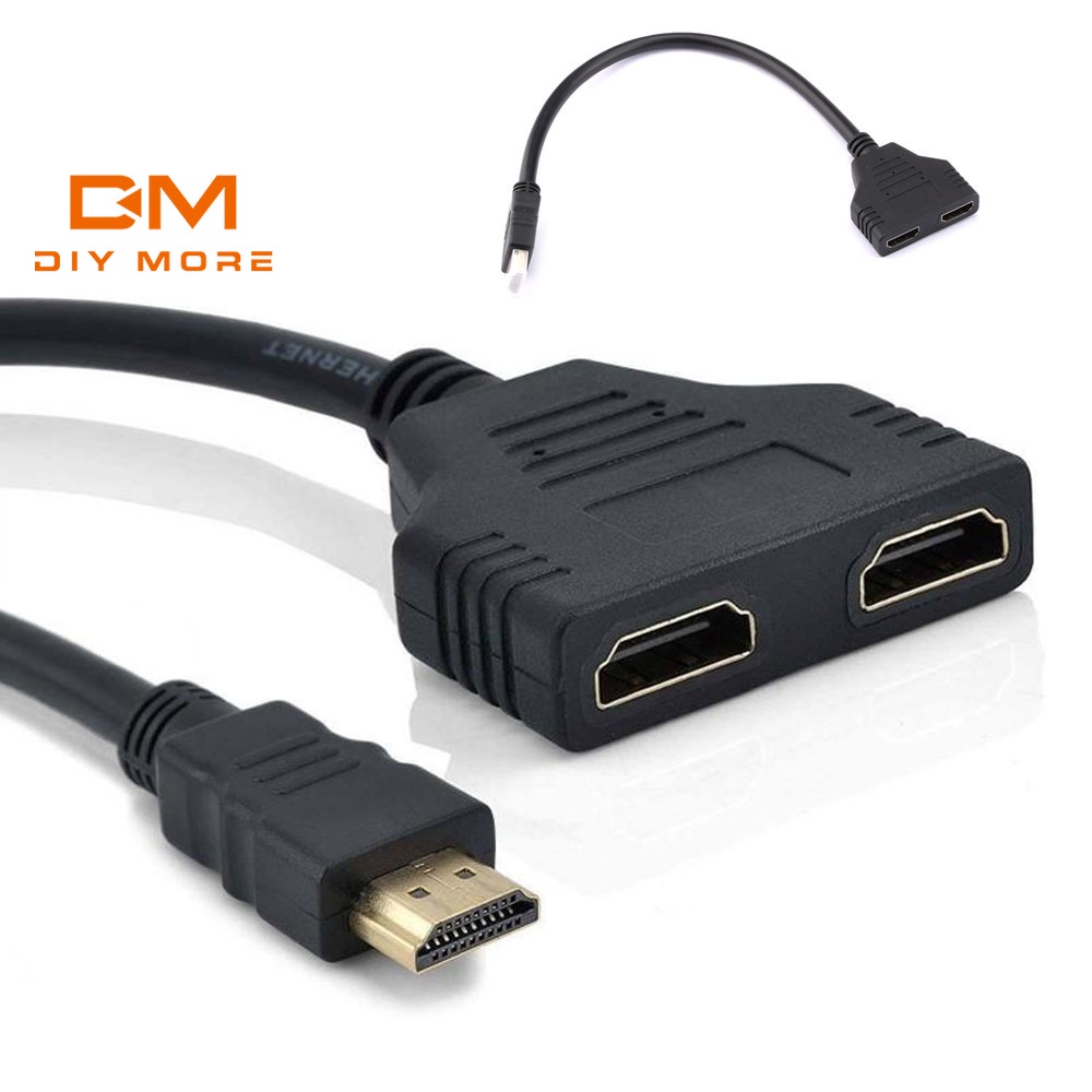 Diymore Hdmi 2Port Splitter Hd 1080P Male To Female อะแดปเตอร์ 1 In 2 สายเคเบิ้ลเชื่อมต่อ