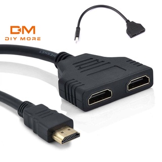 Diymore Hdmi 2Port Splitter Hd 1080P Male To Female อะแดปเตอร์ 1 In 2 สายเคเบิ้ลเชื่อมต่อ