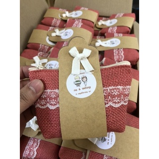 กระเป๋าผ้ากระสอบติดลูกไม้ 100 ใบ  ของชำร่วย ของชำร่วยงานแต่ง ของชำร่วยงานแต่งงาน ของชำร่วยราคาถูก ของรับไหว้