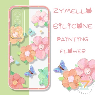 Zymello เคส Xiaomi POCO X3 POCO M4 Redmi 9A 9C 9T Redmi Note 7 8 9 9 Note 10S 10Pro Note 11S 11Pro เคสโทรศัพท์ซิลิโคนลายดอกไม้สีน้ำมันที่สวยงาม