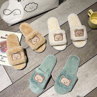 รองเท้าสลิปเปอร์ Slipper🧸 รองเท้าผู้หญิง รองเท้าแตะแบบสวมขนนิ่ม รองเท้าใส่ในบ้าน รองเท้าขนนุ่ม🧸