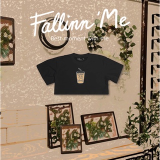 FallinnMe เสื้อยืดแขนสั้น COFFEE ขาว ดำ