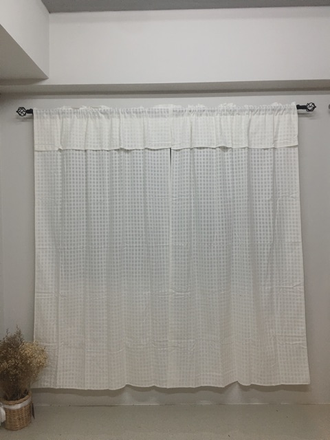 แนะนำ ผ้าม่าน ผ้าม่านประตูผ้าฝ้าย มินิมอล สี ขนาด110x200cm มีเชิงคอ ผ้าตารางลายดั้งเดิมสีขาว ผ้าม่านวินเทจ ราคาพิเศษ มีเก็บเงินปลายทาง