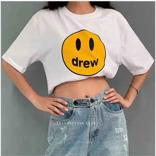 DREW ลายเสื้อยืดยิ้มเกาหลีลําลอง Unisex G_{