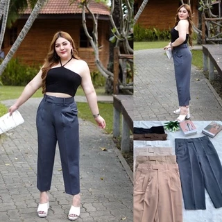 กางเกงสาวอวบอ้วนกางเกงทำงาน ใส่เที่ยวใส่คาเฟ่ผ้าเปเป้เอว34-46รุ่นS