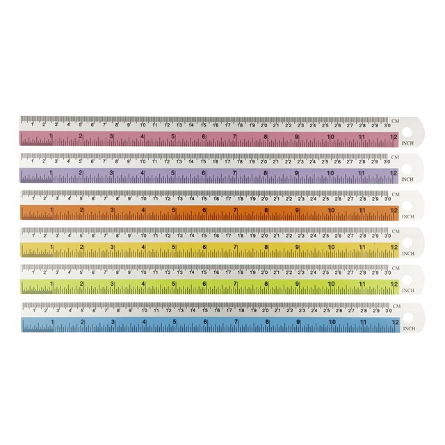 ไม้บรรทัดอลูมิเนียมคาดสี MESA 6นิ้ว,8นิ้ว,12นิ้ว