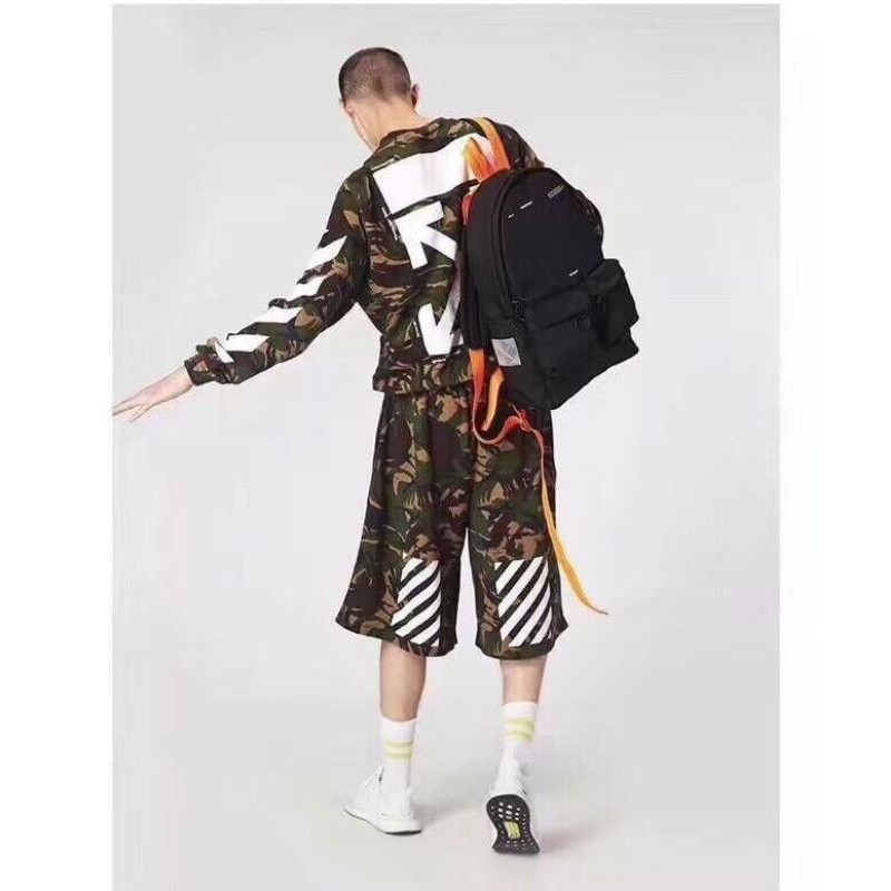 กระเป๋าเป้🤍Off- White C/O VIRGIL ABLOH BLACK BACKPACK WITH ORANGE STRAPS