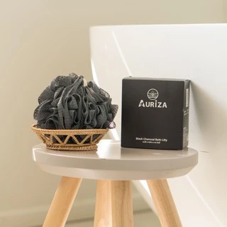 ใยขัดผสม Antibac!! Auriza Black Charcoal Bath Lilly ใยขัดผิวสำหรับอาบน้ำ