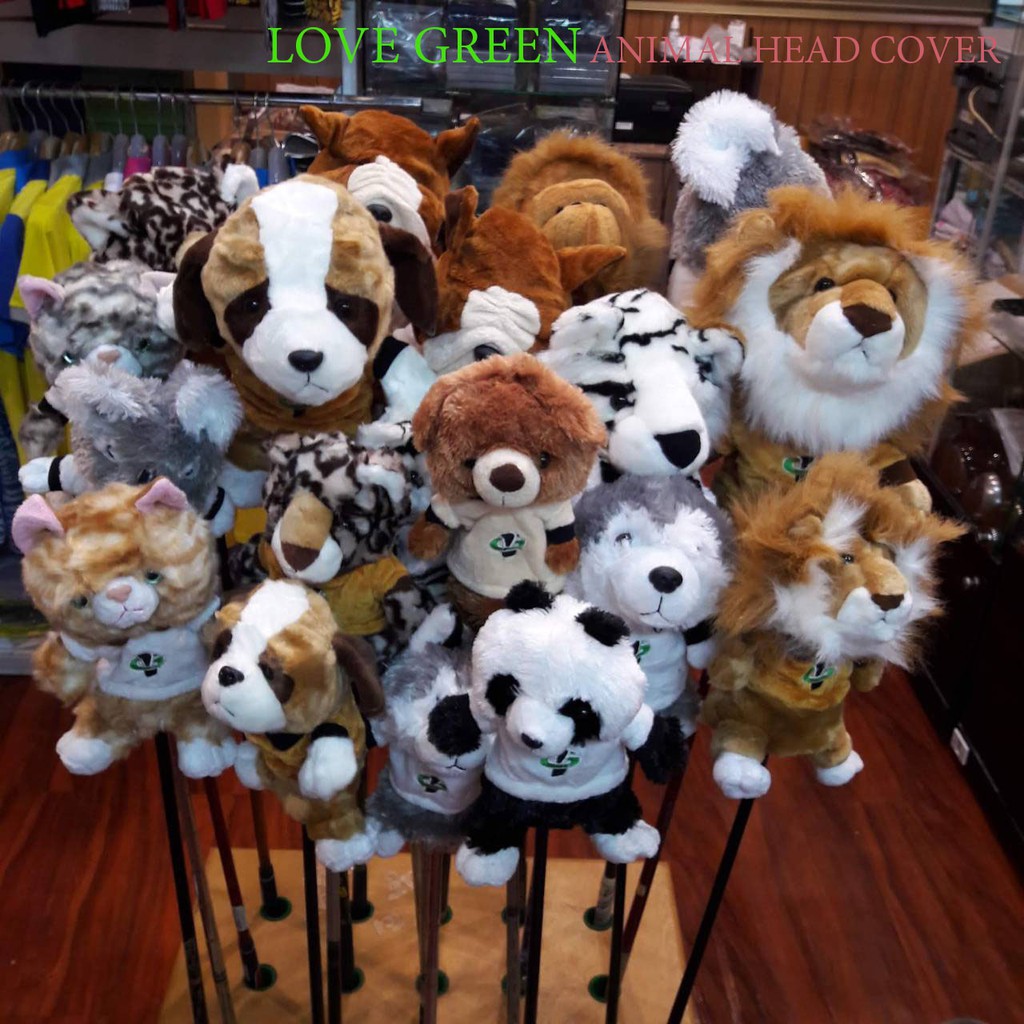 โคฟเวอร์ไม้กอล์ฟ ตุ๊กตาสัตว์สำหรับครอบหัวไม้กอล์ฟ DR, FW, UT SUPERIOR ANIMAL HEAD COVER - LOVE GREEN