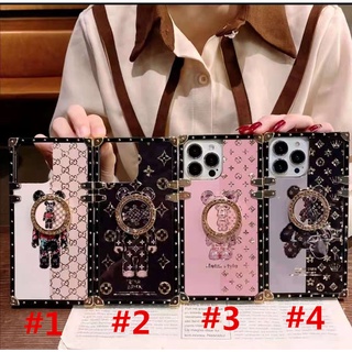 For Samsung Galaxy A04S A03 A13 A23 A33 A53 Fashion Bear Square Phone Case With Bracket