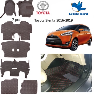 little bird พรมปูพื้นเข้ารูปรถยนต์ Toyota Sienta ปี2016-2020 7PCS ( หนังแท้PVC 12สี ) พรมปูพื้นรถยนต์ พรมรถยนต์