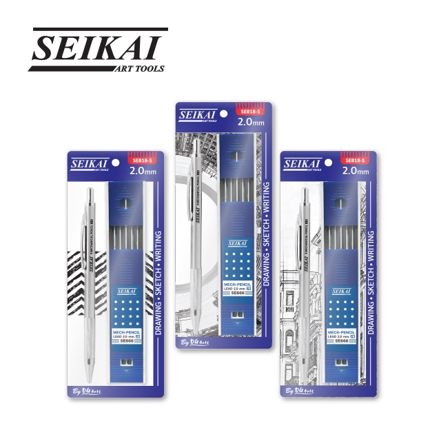 SEIKAI ชุดดินสอกด 2.0 mm. ดินสอกดโลหะ พร้อมใส้ดินสอ (PENCIL SET) 1 ชุด