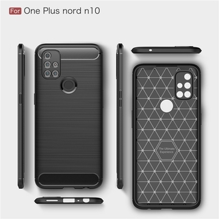 New เคสโทรศัพท์ OnePlus Nord N10 5G 2020 Luxury Soft Case Silicone Carbon Fiber Phone Casing Men Back Cover