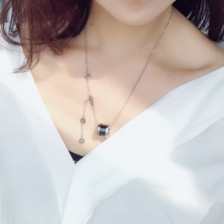 จี้สร้อยคอเซรามิกไทเทเนียมสีดําสไตล์เกาหลีสําหรับผู้หญิง