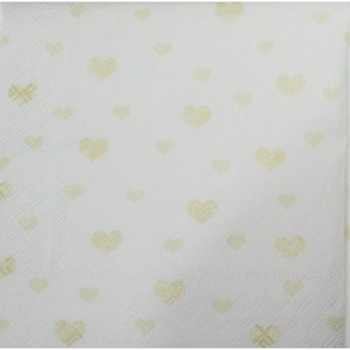 Pladao Napkin ภาพ Valentine หัวใจสีทอง บนพื้นครีม กระดาษ แนพกิ้น สำหรับงานศิลปะ เดคูพาจ decoupage ขนาด L 33x33