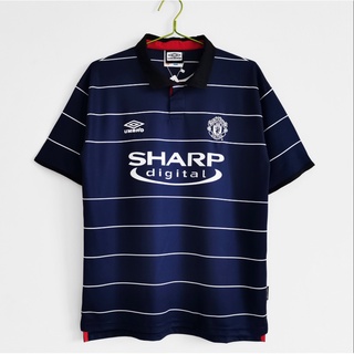 เสื้อกีฬาแขนสั้น ลายทีมชาติฟุตบอล Manchester United 1999 00 ชุดเยือน สไตล์เรโทร คุณภาพสูง AAA สําหรับผู้ชาย ไซซ์ S-XXL