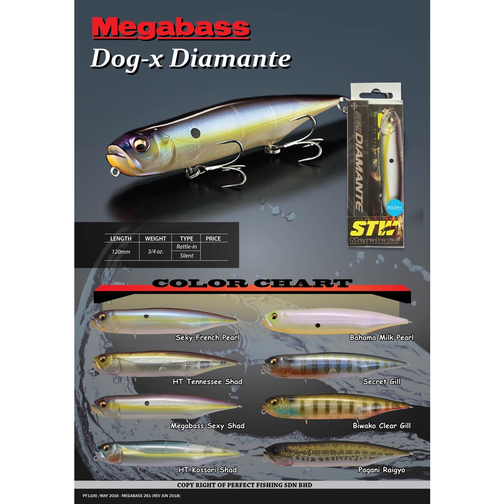 Megabass เหยื่อตกปลา DOG-X DIAMANTE TOPWATER PENCIL BAIT