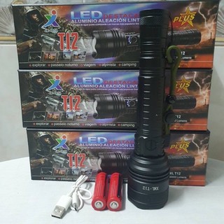 ไฟฉาย ไฟฉายแรงสูง JX-9912 XML-T12 69000W Lumens LED Zoom Flashlight ไฟฉายเดินป่า