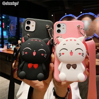 เคสโทรศัพท์มือถือ ลายการ์ตูนแมวน่ารัก 3D พร้อมสายคล้อง กระเป๋าสตางค์ มีซิป สําหรับ Huawei Y6s Y9s Y7A Y9A Y6P Y7P Y8P 2020 Y6 Y7 Pro Y9 Prime 2019 Y6 Y7 2018 Honor 50 60 70 80 90 Pro