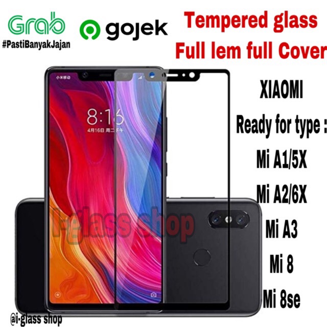 กระจกนิรภัยกาวเต็ม XIAOMI miA3 mi5X miA1 MI6X MI8 8se se 5x 6x a1 a2 a3 หน้าจอยามเต็ม 5D