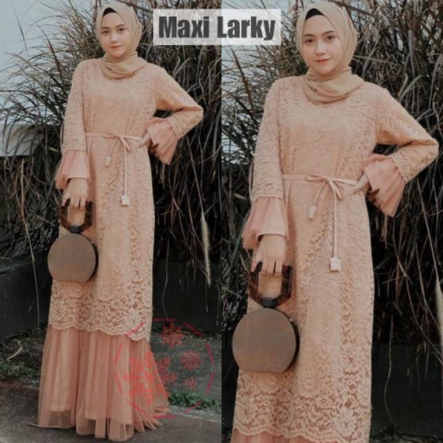 Maxi Dress Larky / Maxi Laum Jumbo / Maxi Brukat / Maxi แฟชั่นมุสลิม / Maxi Dress สําหรับผู้หญิง