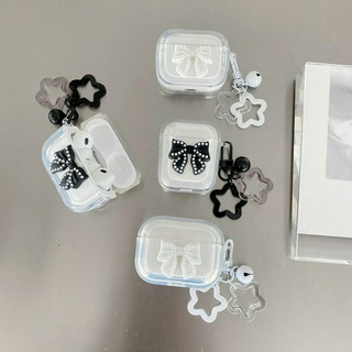 เคสใส ประดับโบว์ สําหรับ Airpods pro gen 2 1 2 pro 3 case cover พร้อมพวงกุญแจ