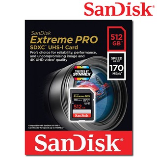 SanDisk EXTREME PRO 512GB SDXC UHS-I CARD ความเร็ว อ่าน 170MB/s เขียน 90MB/s (SDSDXXY_512G_GN4IN) ประกัน Lifetime Synnex