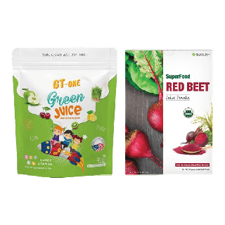 NARAH SUPER FOOD CHRISTMAS SET FOR KIDS RED BEET & GREEN JUICE สำหรับเด็กทานผักน้อย ทานผักครบ 5 สี