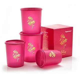 TUPPERWARE ชุดกระป๋องทัปเปอร์แวร์ DECO LOTUS CANISTER ต้านทานอากาศชุดกระป๋องปิดผนึก