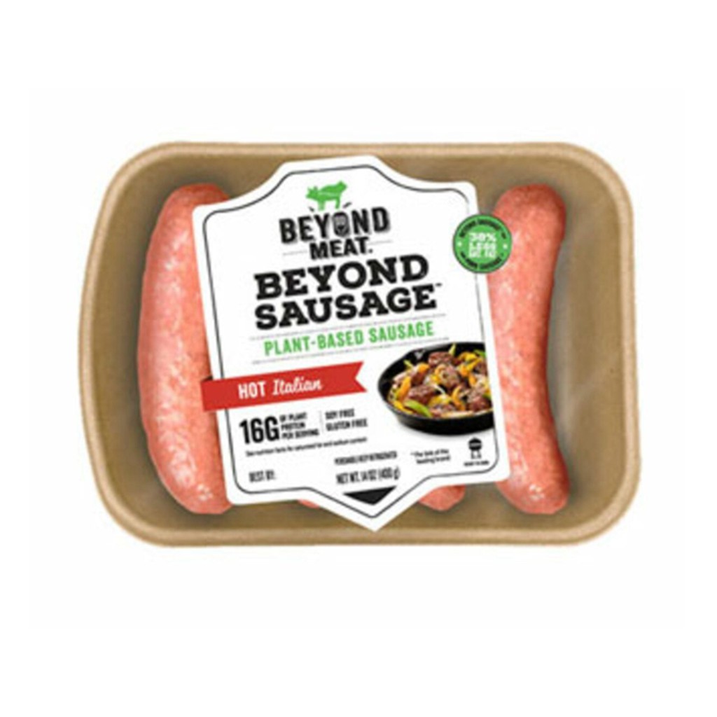 Beyond Meat Hot Italian Sausage Plant Based Vegan Vegetarian 400g.14Oz.ไส้กรอกอิตาเลี่ยนอบร้อน อาหาร