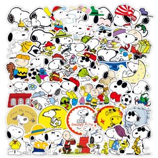 ⚡พร้อมส่ง⚡50ชิ้น snoopy สนูปี้ สนูปปี้ สติ๊กเกอร์ sticker พลาสติกกันน้ำ สีคมชัด