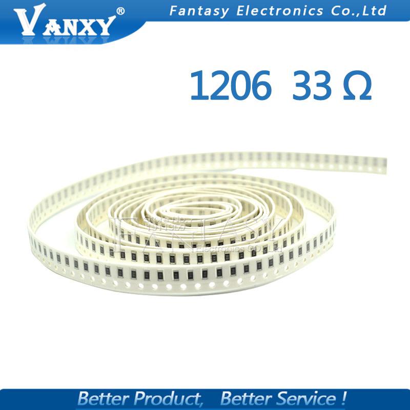 120 6 Smd 1 % 33 โอห์มชิปต้านทาน 0 . 25 W 1 / 4 W 33 R 100ชิ้น