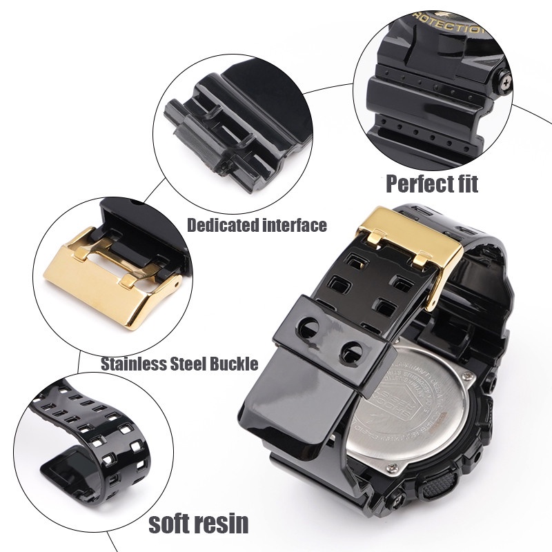สายนาฬิกาข้อมือซิลิโคนเรซิ่น 16 มม. อุปกรณ์เสริม สําหรับ Casio G-SHOCK GA-100 110 140 200 400 700 GD-100 G-8900 GW-8900