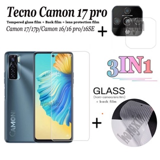 3In1 ฟิล์มกระจกนิรภัย Tecno Camon 17 Pro + เลนส์กล้อง 17P Camon 16 Pro/16 Se Hd คาร์บอนไฟเบอร์