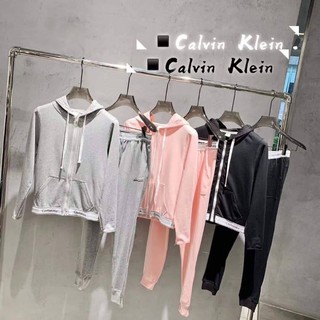 พร้อมส่ง✨CK ชุดเซ็ทเสื้อ+กางเกง เสื้อแขนยาว เสื้อฮู้ด กางเกงขาวยาว ฟรีไซส์