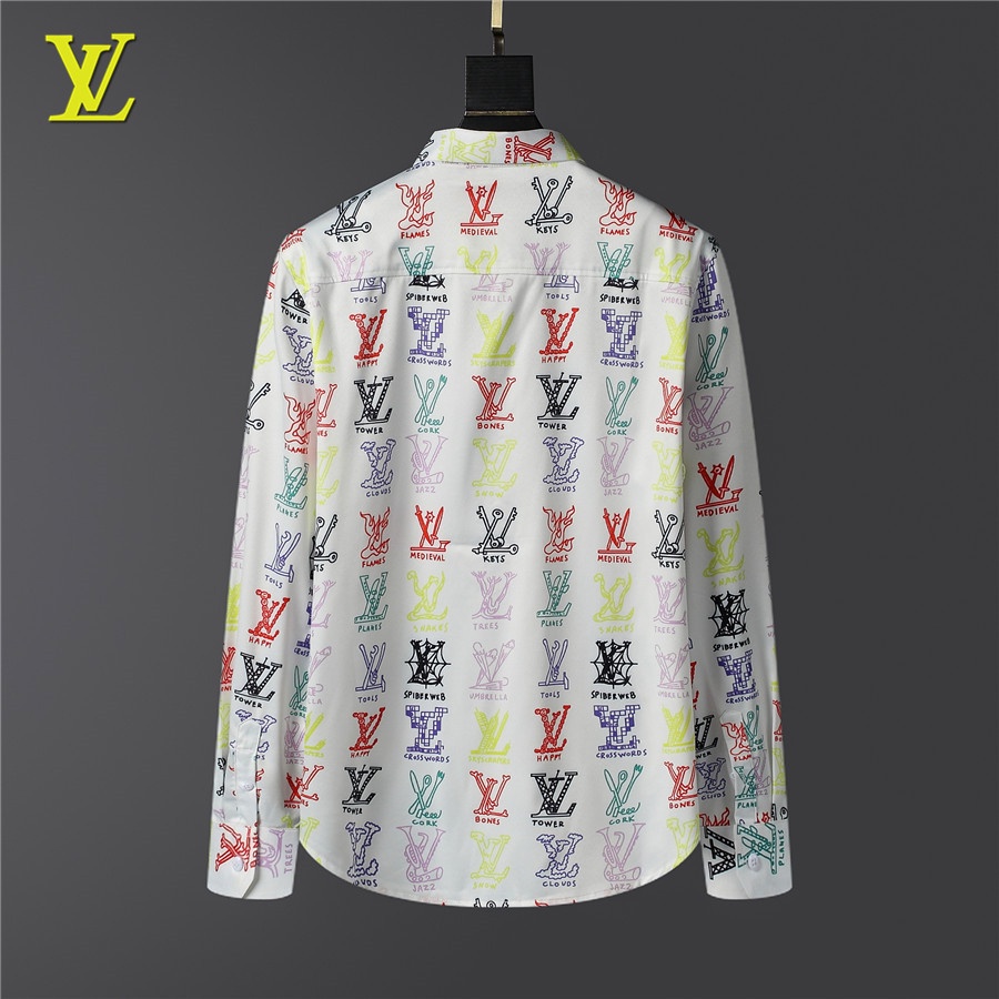 Louis Vuitton LV Men Blouse Boy Printed Shirt Business Casual Floral Long Sleeve Gucci Cloth Tee #1