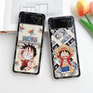 Hot Sales 2022 เคส Samsung Galaxy Z Flip 4 5G Bespoke Edition Flip4 Filp3 Fold4 New Fashion Soft Case Transparent Cute Cartoon One Piece Luffy Shockproof Cover เคสโทรศัพท์ Samsung Fold 4 3