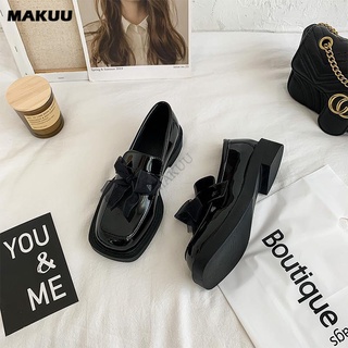 Makuu รองเท้าแพลตฟอร์ม หนังแมรี่เจน เสริมส้น สีดํา สไตล์ญี่ปุ่น เฮปเบิร์น เรโทร แฟชั่นฤดูร้อน สําหรับผู้หญิง