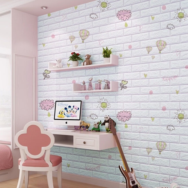🔥สินค้าพร้อมส่ง🔥วอลเปเปอร์สามมิติ  มีกาวในตัวติดผนัง 3D wallpaper วอลล์เปเปอร์ลายอิฐ ลายการ์ตูน - รูปที่ 7