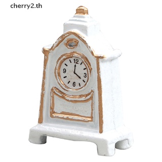 [cherry2] นาฬิกาลูกตุ้ม สีขาว สีทอง สไตล์เรโทร 1:12 สําหรับตกแต่งบ้านตุ๊กตา [TH]