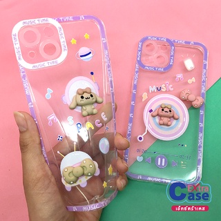 OPPO A31 A5S A53 A93 A96  เคสมือถือนิ่มใสกันกล้อง ซิลิโคน TPU ติดการ์ตูนกระต่ายนูน