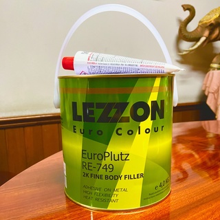 Lezzon Euro Color No. RE-749 2K Fine Body Filler สีโป้วเหลือง ชนิดละเอียด 4 KG. + Hardener 1 หลอด